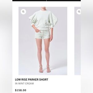 NWT! AGOLDE Parker Cuttoff Shorts 27! Gorgeous mint cream color!